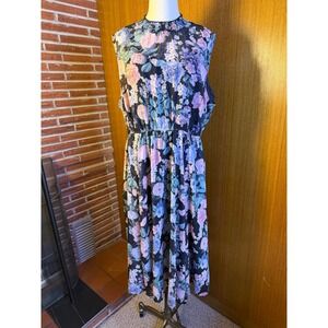 Torrid Lavender Floral Mesh Midi Dress - Plus Size 2 (18/20) Mock Neck & Pockets